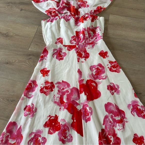 Amanda Uprichard Off The Shoulder 100% Silk Maxi Floral Dress Sz M - Picture 7 of 12